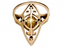 Natural Pearl & Diamond Art Nouveau Ring