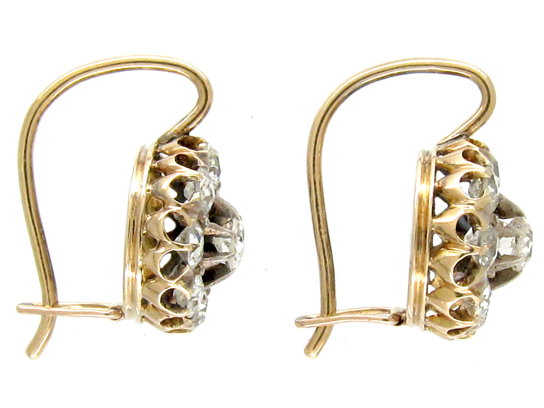 Victorian Diamond Cluster Earrings (523E) | The Antique Jewellery Company