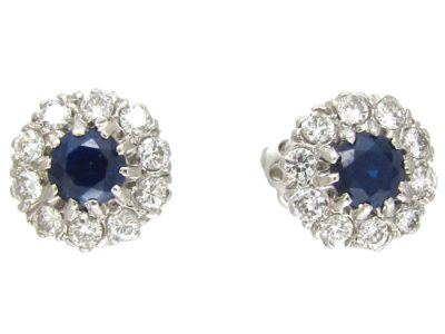 Sapphire & Diamond Cluster Earrings