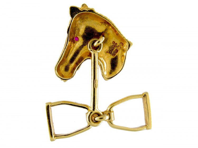 18ct Gold Horse Head & Stirrup Cufflinks