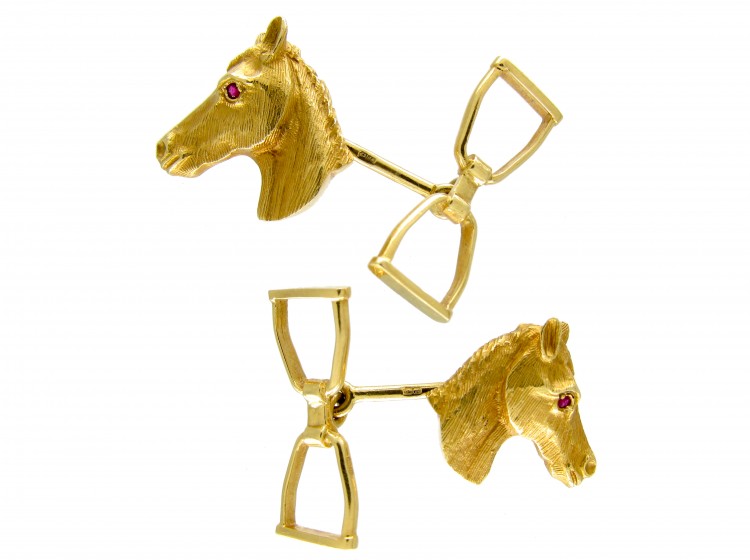 18ct Gold Horse Head & Stirrup Cufflinks
