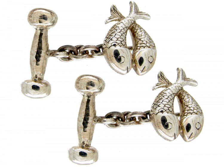 Silver Entwined Fish Cufflinks