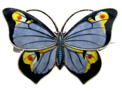 Silver & Enamel Butterfly Brooch