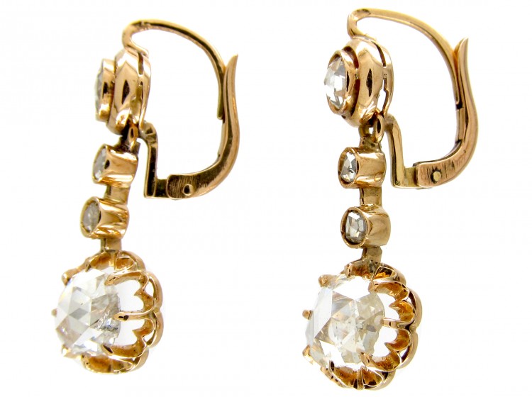 French Rose Diamond Drop Earrings