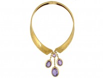 18ct Gold French Collar with Amethyst Drops