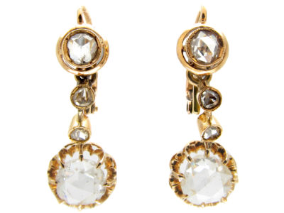 French Rose Diamond Drop Earrings