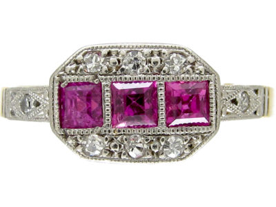 Ruby & Diamond Art Deco Ring