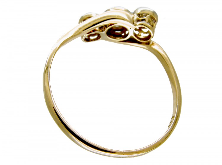 Art Nouveau Three Stone Diamond Twist Ring