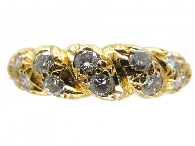 Cartier 18ct Gold Twist Diamond Set Ring in Original Case