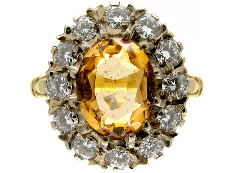 Topaz & Diamond Antique Cluster Ring