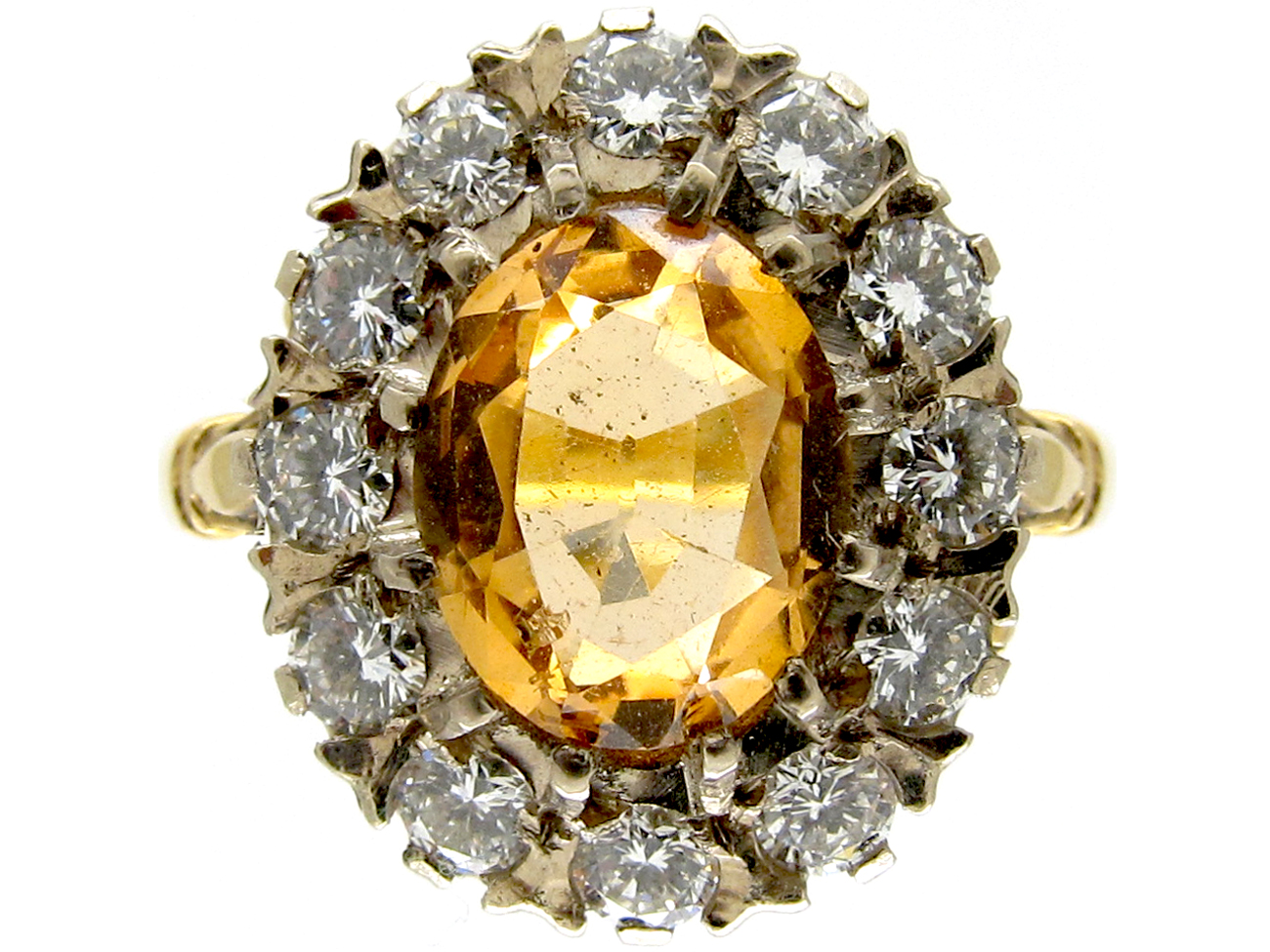 Topaz & Diamond Antique Cluster Ring (429E) | The Antique Jewellery Company