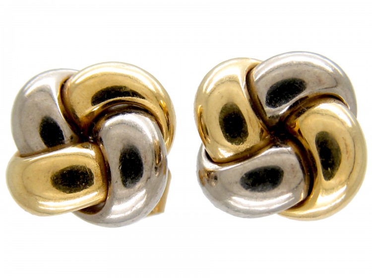18ct Two Colour Gold Knot Earrings