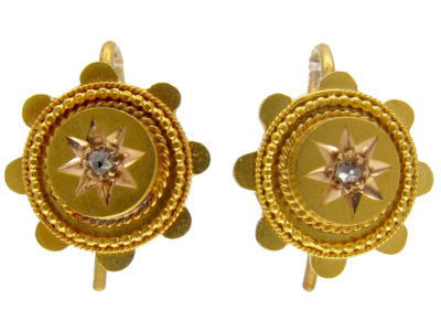 Victorian 15ct Gold & Diamond Earrings