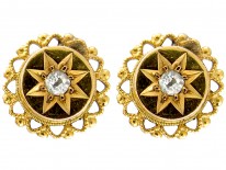 Victorian 15ct Gold & Diamond Earrings