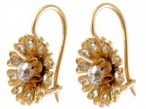 Edwardian Gold & Diamond Daisy Earrings