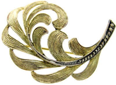 Theodor Farhner Silver Gilt Feather Brooch