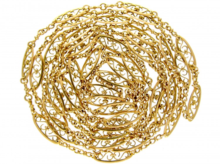 French 18ct Gold Long Guard Chain