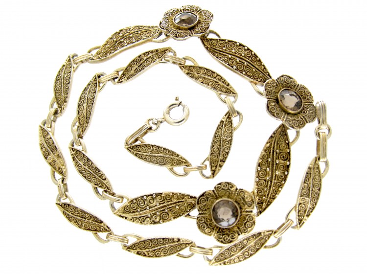 Theodor Fahrner Silver Gilt & Smokey Quartz Necklace