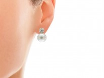 Large Cultured Pearl & Diamond Earstuds
