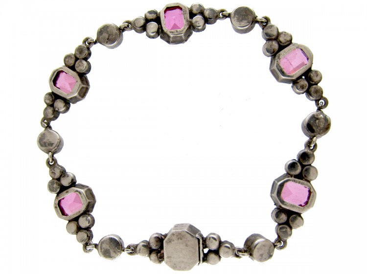 Edwardian Silver Pink & White Paste Bracelet