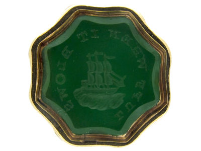 Regency Gold Cased Seal with Green Chalcedony Base