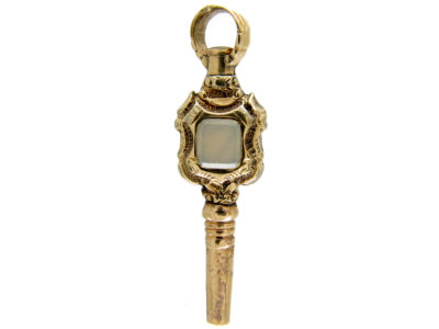 Late Georgian Gold Cased Chalcedony & Garnet Watch Key
