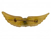 Art Nouveau Carved Horn Wings Brooch