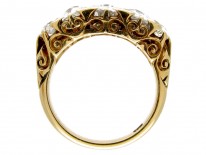 Victorian Diamond Five Stone Carved Hoop Ring