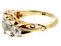 Victorian Diamond Five Stone Carved Hoop Ring