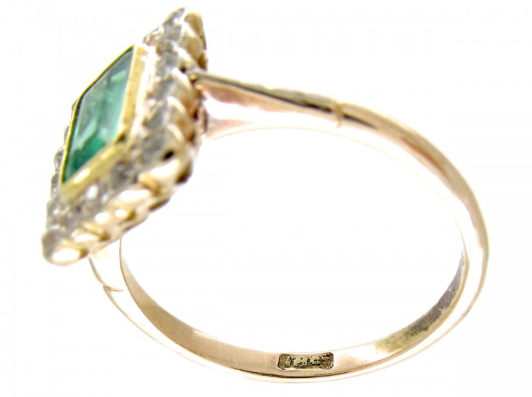 Emerald & Diamond Art Deco Rectangular Ring