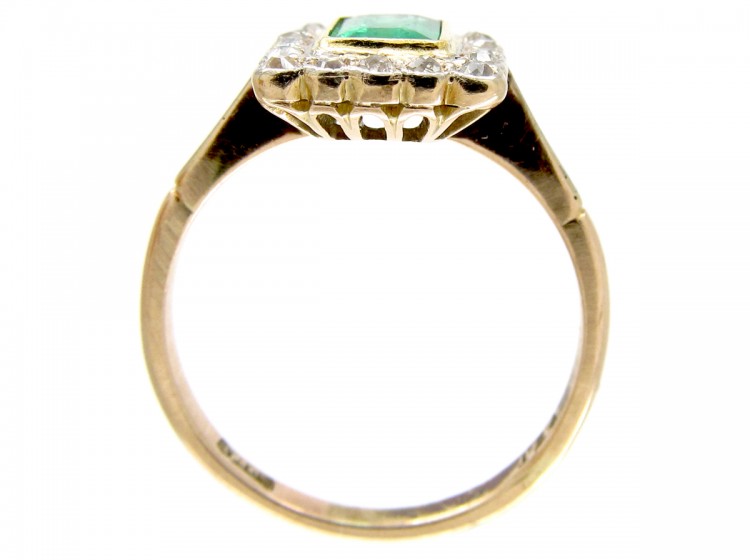 Emerald & Diamond Art Deco Rectangular Ring