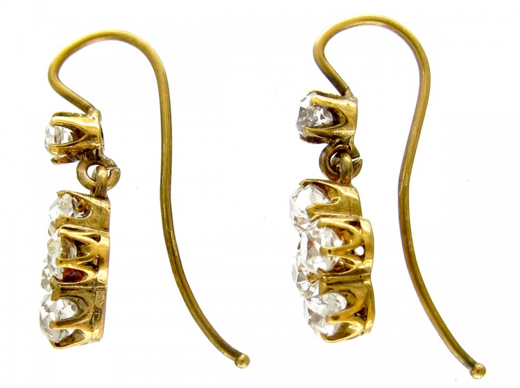 Victorian Diamond 18ct Gold Drop Earrings