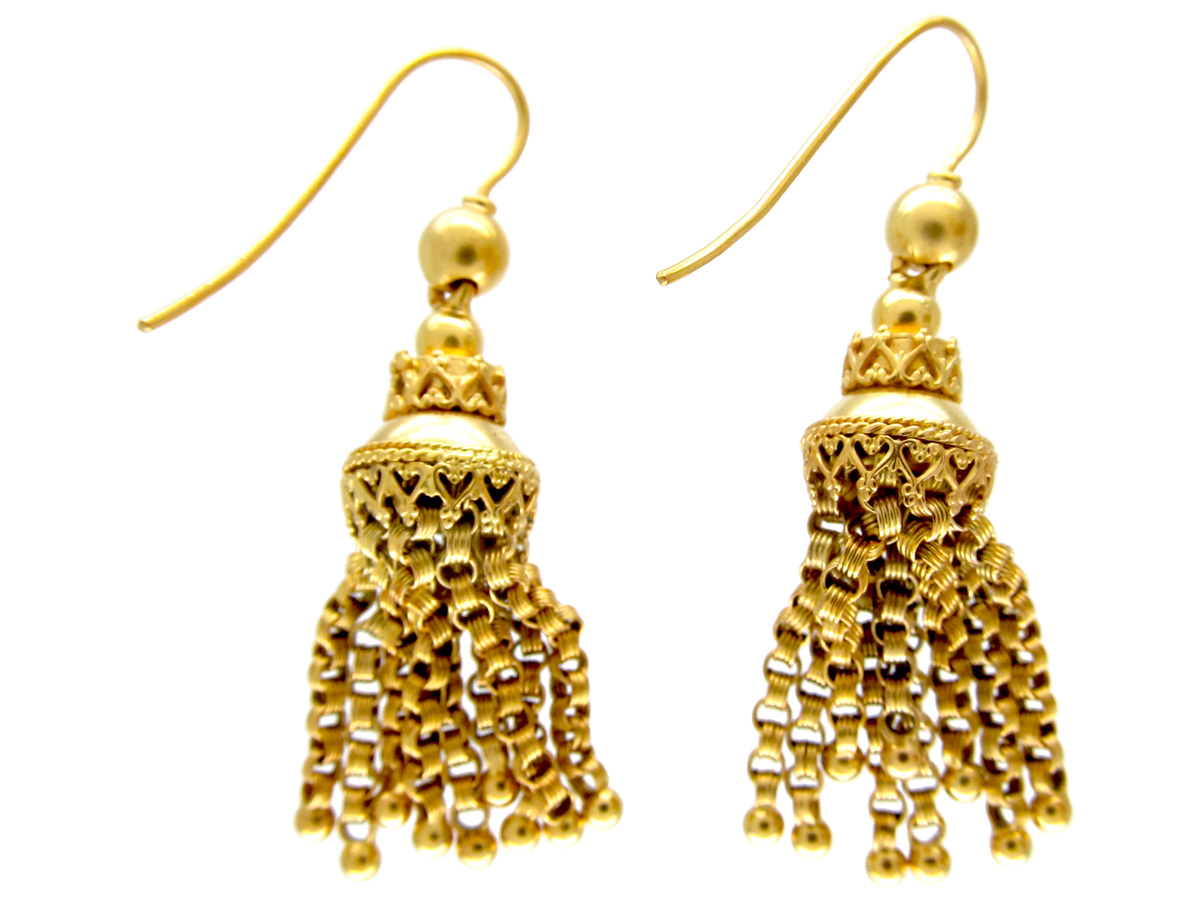 Victorian 18ct Gold Tassel Earrings (419E) The Antique Jewellery Company