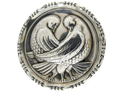 Silver Lovebirds Brooch