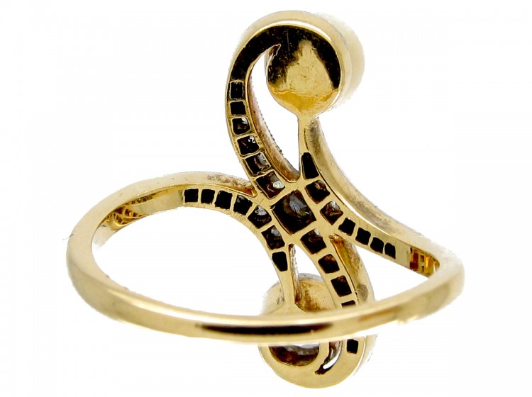 Art Nouveau Diamond & Natural Pearl Ring