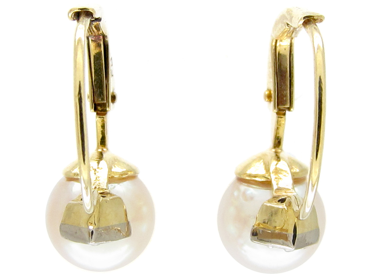 Pearl & Diamond Earrings (611E) | The Antique Jewellery Company