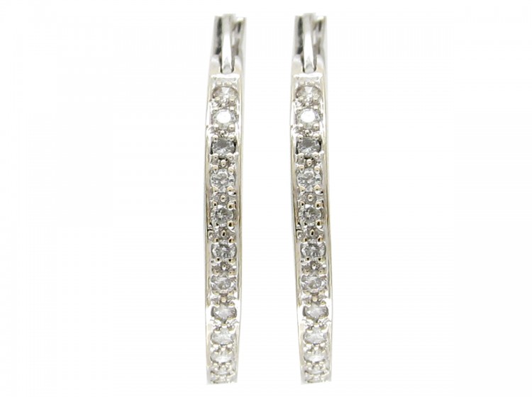 Diamond 18ct White Gold Hoop Earrings
