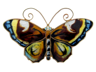 Silver & Enamel Butterfly Brooch by David Andersen