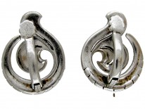 Silver Clip on Paste Art Deco Earrings