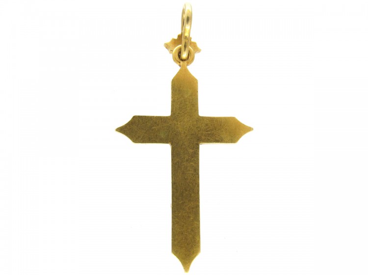 15ct Gold & Natural Split Pearl Cross