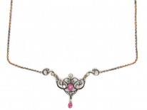 Edwardian Pink Topaz & Diamond Necklace
