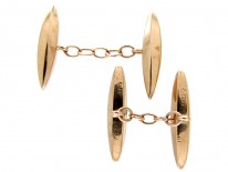 9ct Gold Long Oval Faceted Cufflinks