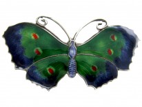 Green & Blue Enamel Butterfly Brooch