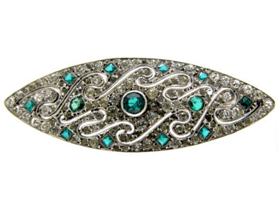 Art Deco Silver & Paste Brooch
