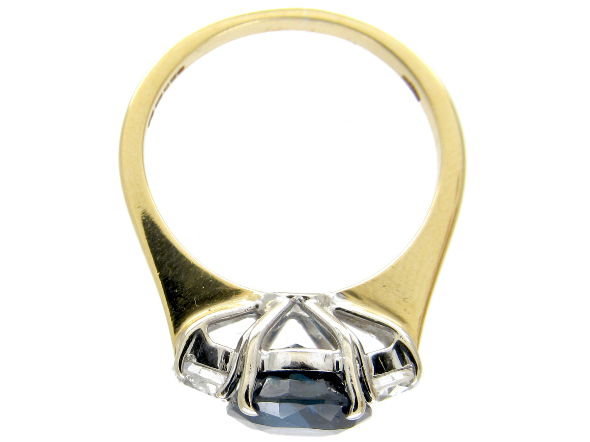 Sapphire & Diamond Three Stone Ring (681E) | The Antique Jewellery Company