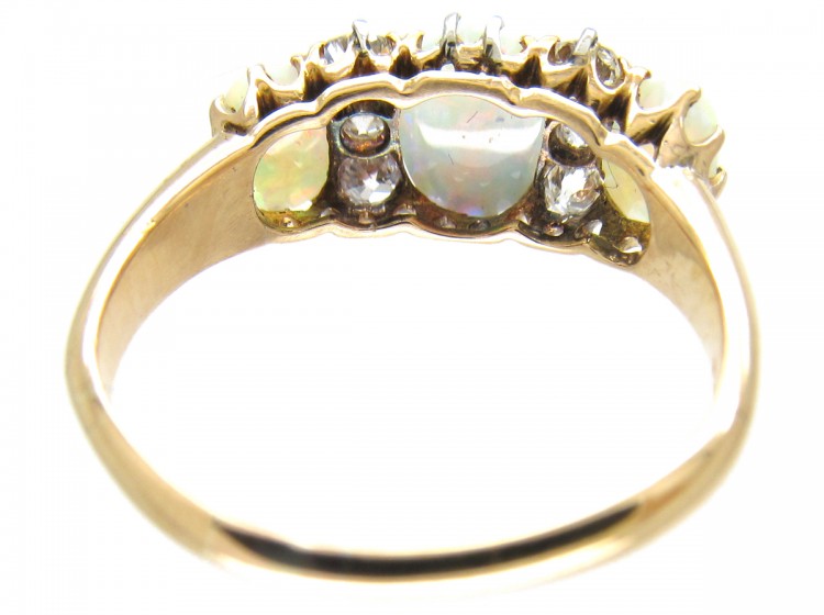 Victorian Opal & Diamond Three Stone Ring
