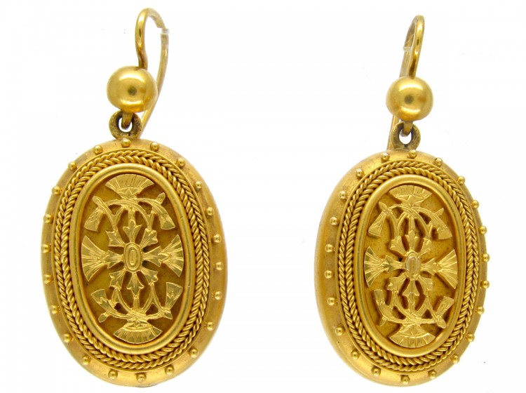 Victorian 15ct gold Assyrian Style Earrings