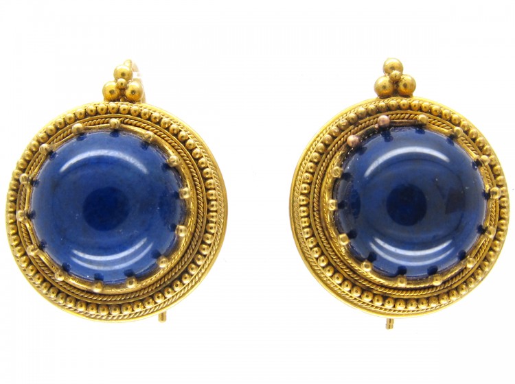 Victorian 18ct Gold & Lapis Lazuli Earrings