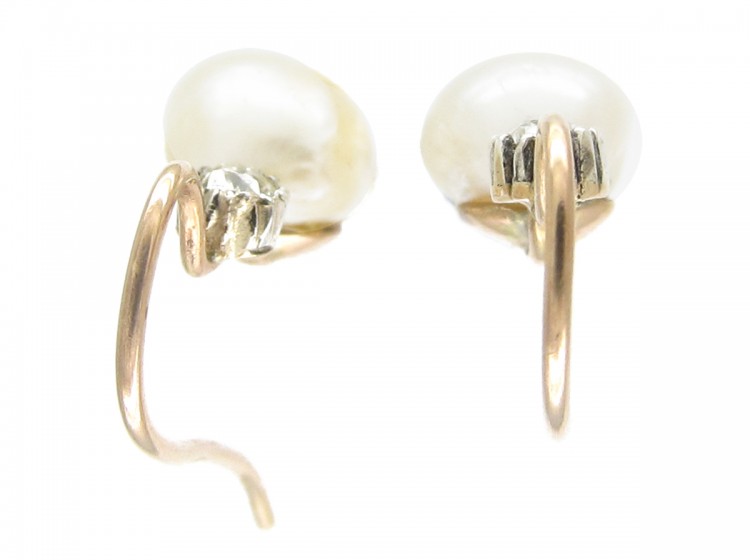 Natural Pearl & Diamond Earrings