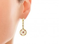15ct Gold Ruby & Pearl Edwardian Earrings